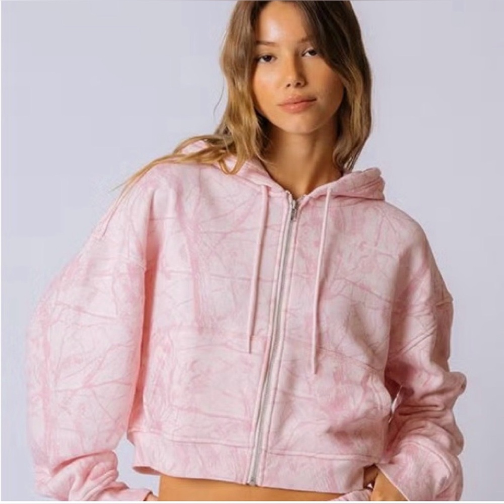 Dairy boy bubblegum camo zip up